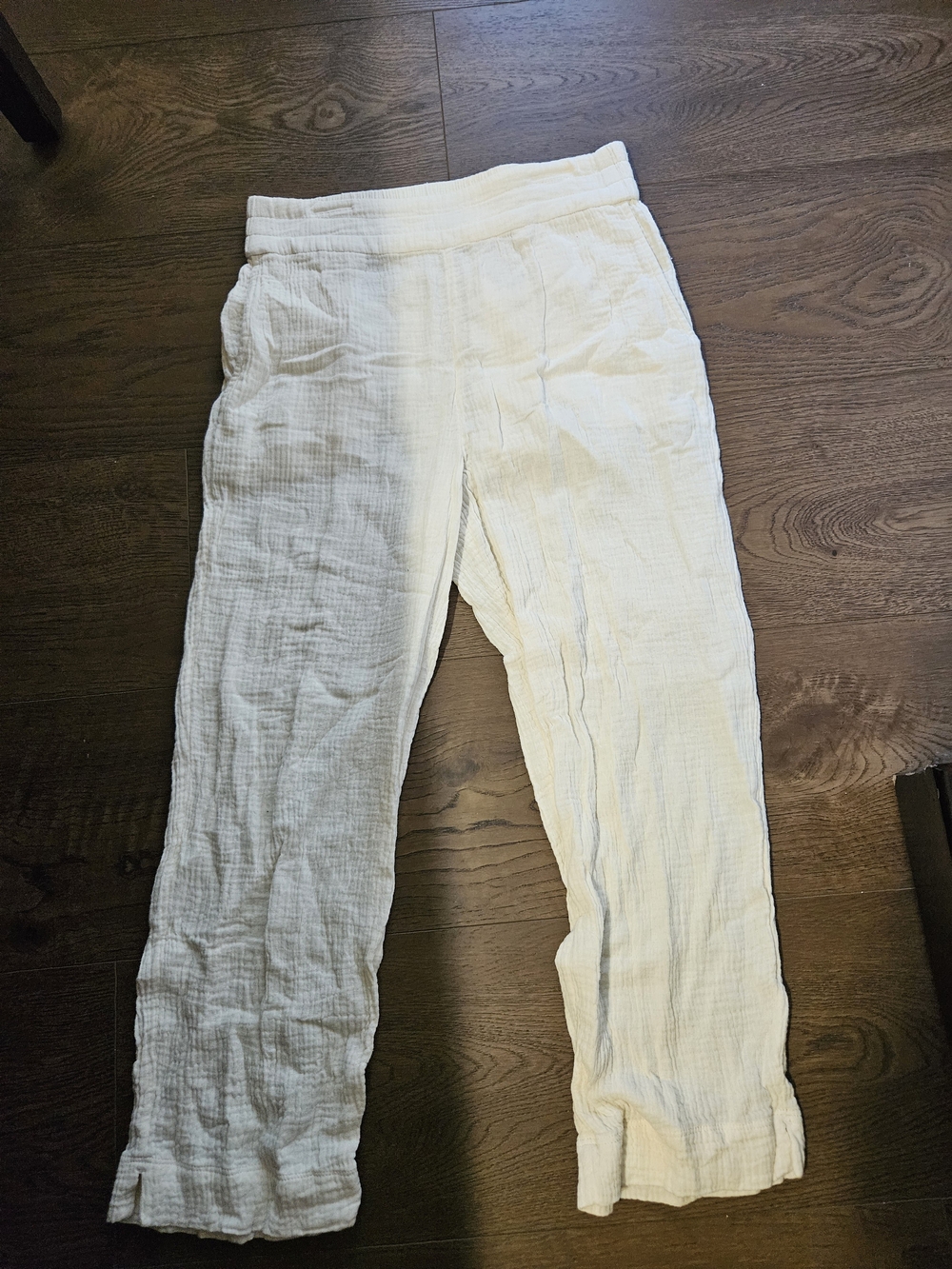 Soft Surroundings Cream Lightweight Linen-Style Pull-On Pants